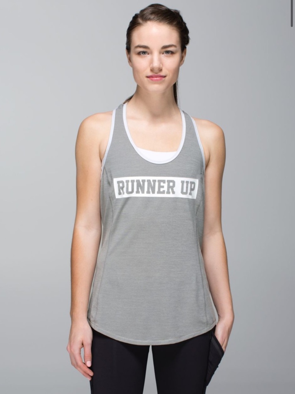 EUC - Lululemon Runner Up tank - Gray Racerback Ruched tank top